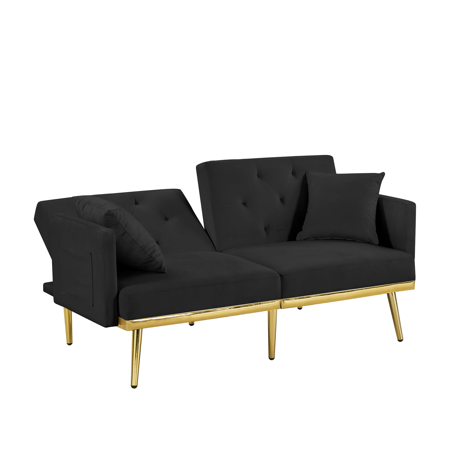 Black Velvet Sofa Bed Black Wood Foam Velvet 2 Seat