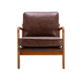 Coolmore Mid Century Modern Accent Chair, Comfy Fabric Living Room Chairs With Solid Wood Frame, Lounge Reading Armchair, Easy Assembly Brown Pu Brown Primary Living Space Foam Pu