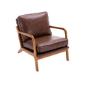 Coolmore Mid Century Modern Accent Chair, Comfy Fabric Living Room Chairs With Solid Wood Frame, Lounge Reading Armchair, Easy Assembly Brown Pu Brown Primary Living Space Foam Pu