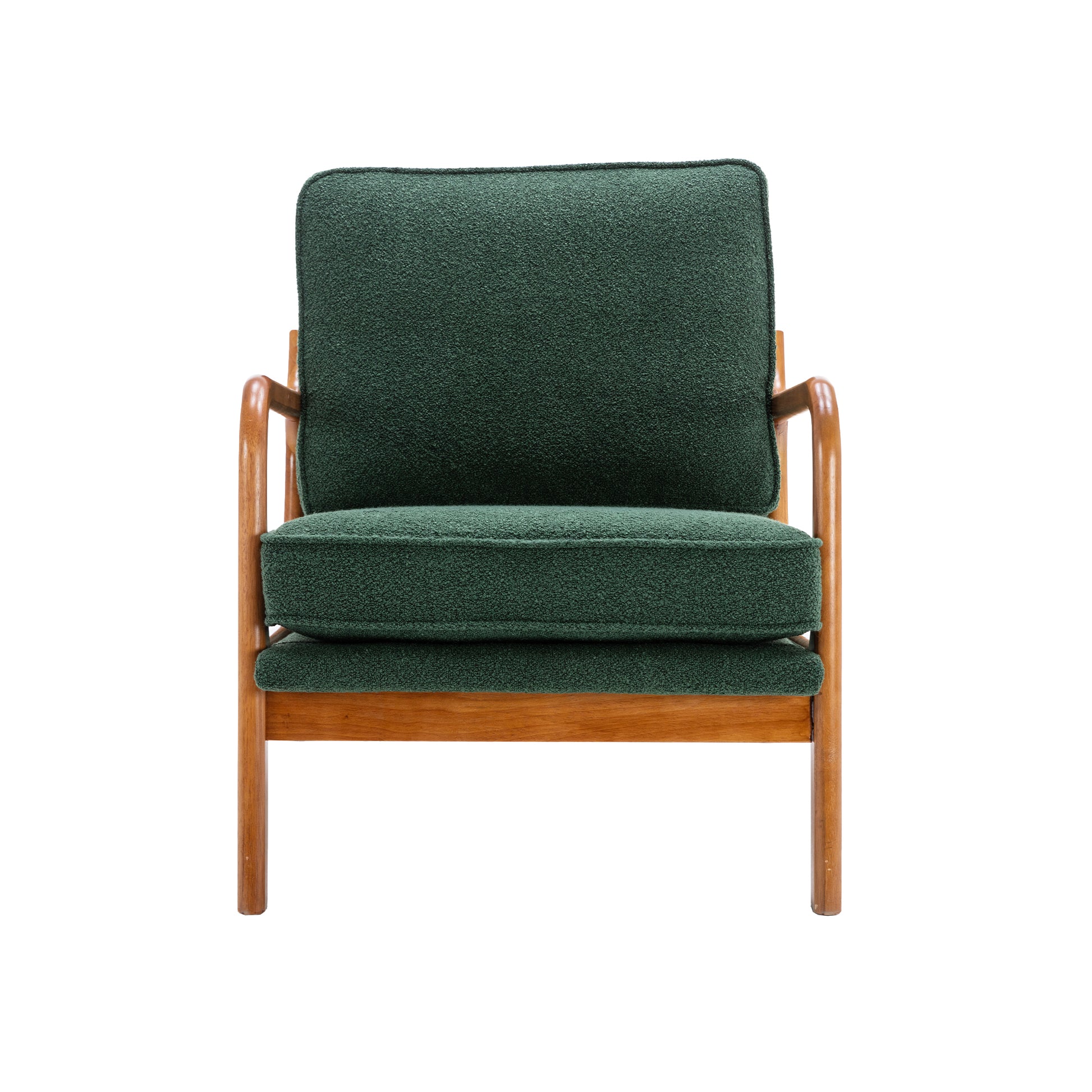 Coolmore Mid Century Modern Accent Chair, Comfy Fabric Living Room Chairs With Solid Wood Frame, Lounge Reading Armchair, Easy Assembly Emerald Emerald Primary Living Space Foam Boucle