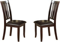Simple Contemporary Set Of 2 Side Chairs Brown Finish Dining Seating Cushion Chair Unique Design Kitchen Dining Room Faux Leather Seat Brown Dining Room Contemporary,Modern Dining Chairs Rubberwood Slat Back Solid Wood