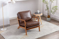 Coolmore Mid Century Modern Accent Chair, Comfy Fabric Living Room Chairs With Solid Wood Frame, Lounge Reading Armchair, Easy Assembly Brown Pu Brown Primary Living Space Foam Pu
