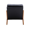 Coolmore Mid Century Modern Accent Chair, Comfy Fabric Living Room Chairs With Solid Wood Frame, Lounge Reading Armchair, Easy Assembly Black Pu Black Primary Living Space Foam Pu