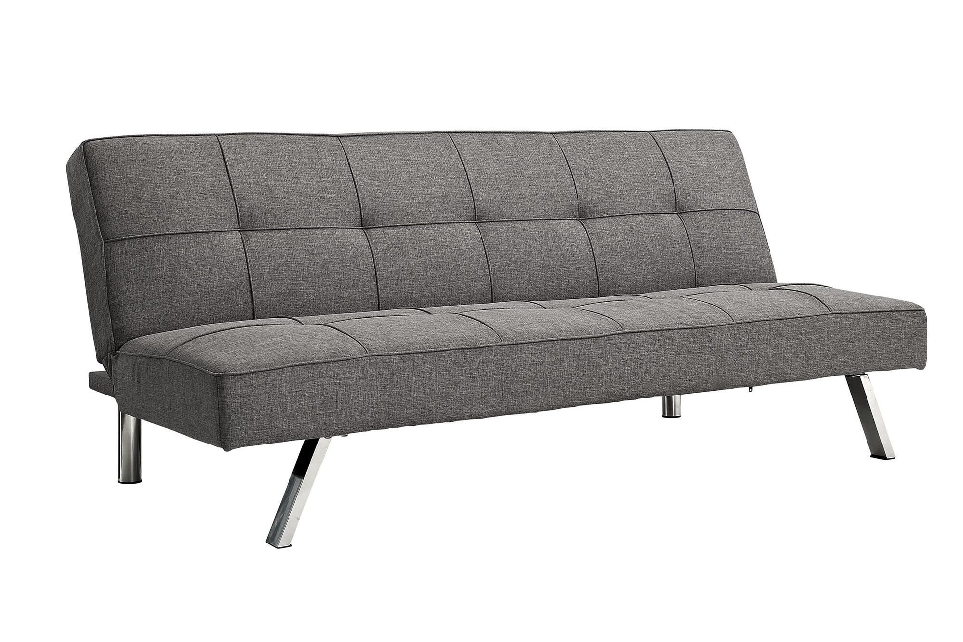 Metal Frame, Stainless Leg, Futon, Sofa Bed Grey Fabric