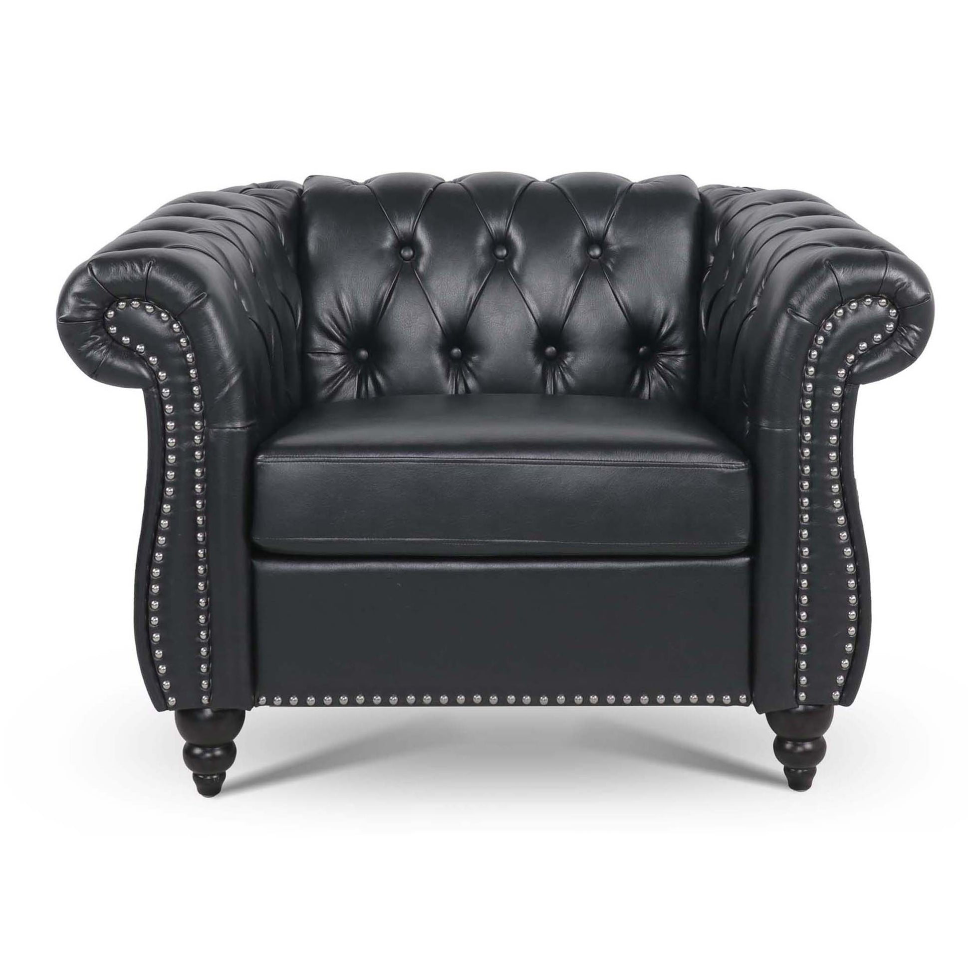 1 Seater Sofa For Living Room Black Pu