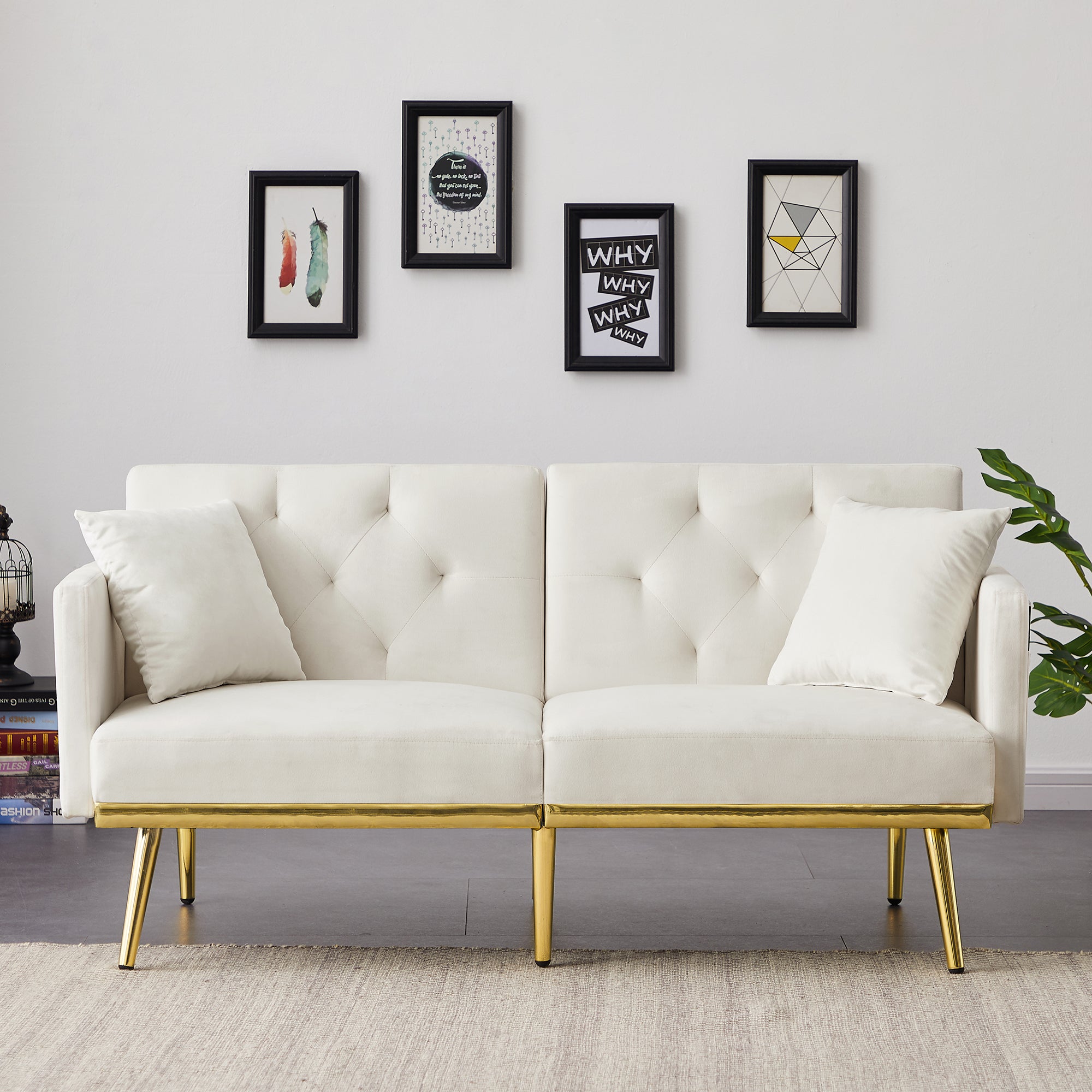 Cream White Velvet Sofa Bed Cream White Velvet Wood Foam Velvet 2 Seat