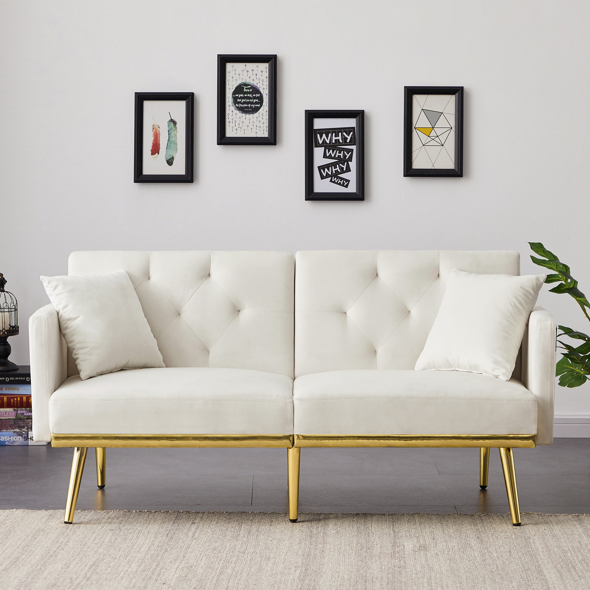 Cream White Velvet Sofa Bed Cream White Velvet Wood Foam Velvet 2 Seat