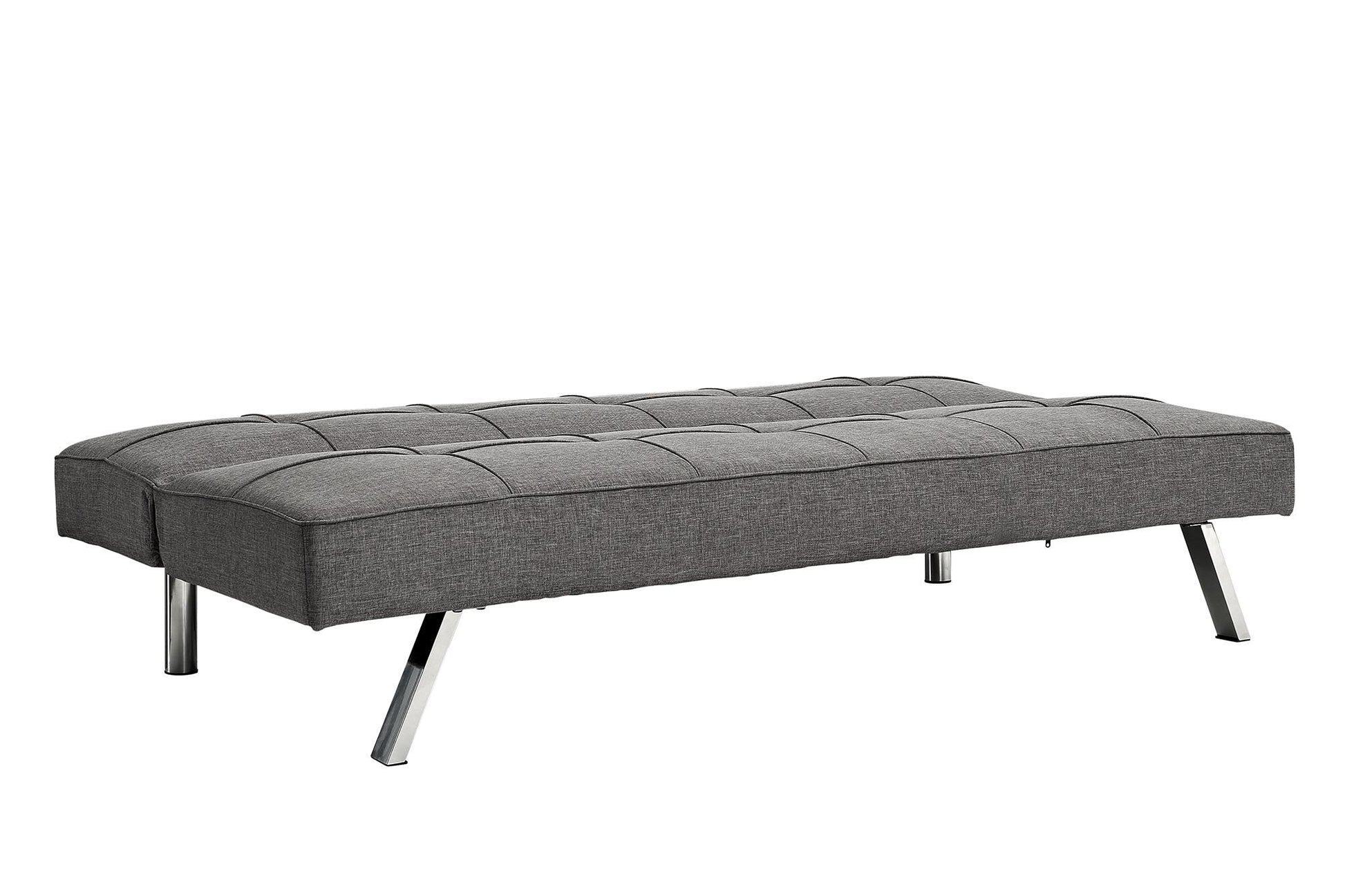 Metal Frame, Stainless Leg, Futon, Sofa Bed Grey Fabric
