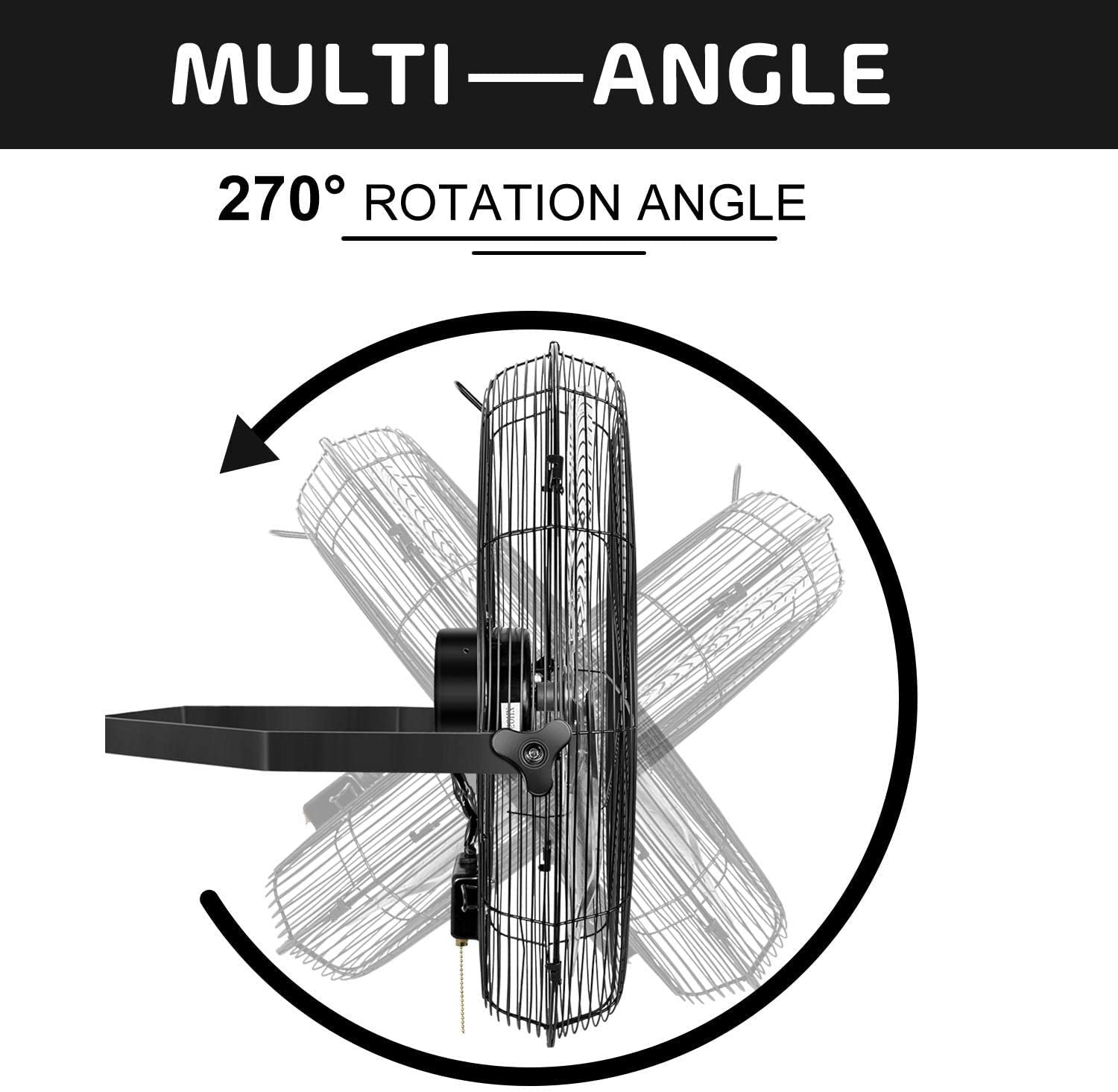 2Pack 24 Inch Industrial Wall Mount Fan, 3 Speed Commercial Ventilation Metal Fan For Warehouse, Greenhouse, Workshop, Patio, Factory And Basement High Velocity Black Metal