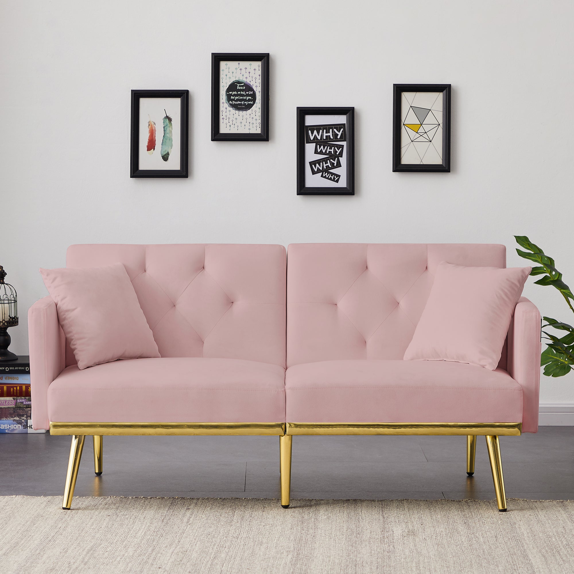 Pink Velvet Sofa Bed Pink Velvet Wood Foam Velvet 2 Seat