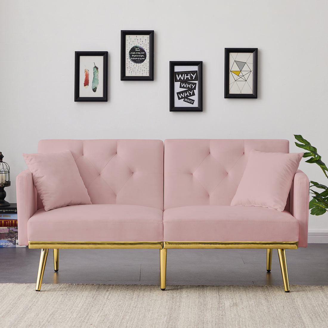 Pink Velvet Sofa Bed Pink Velvet Wood Foam Velvet 2 Seat