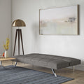 Metal Frame, Stainless Leg, Futon, Sofa Bed Grey Fabric