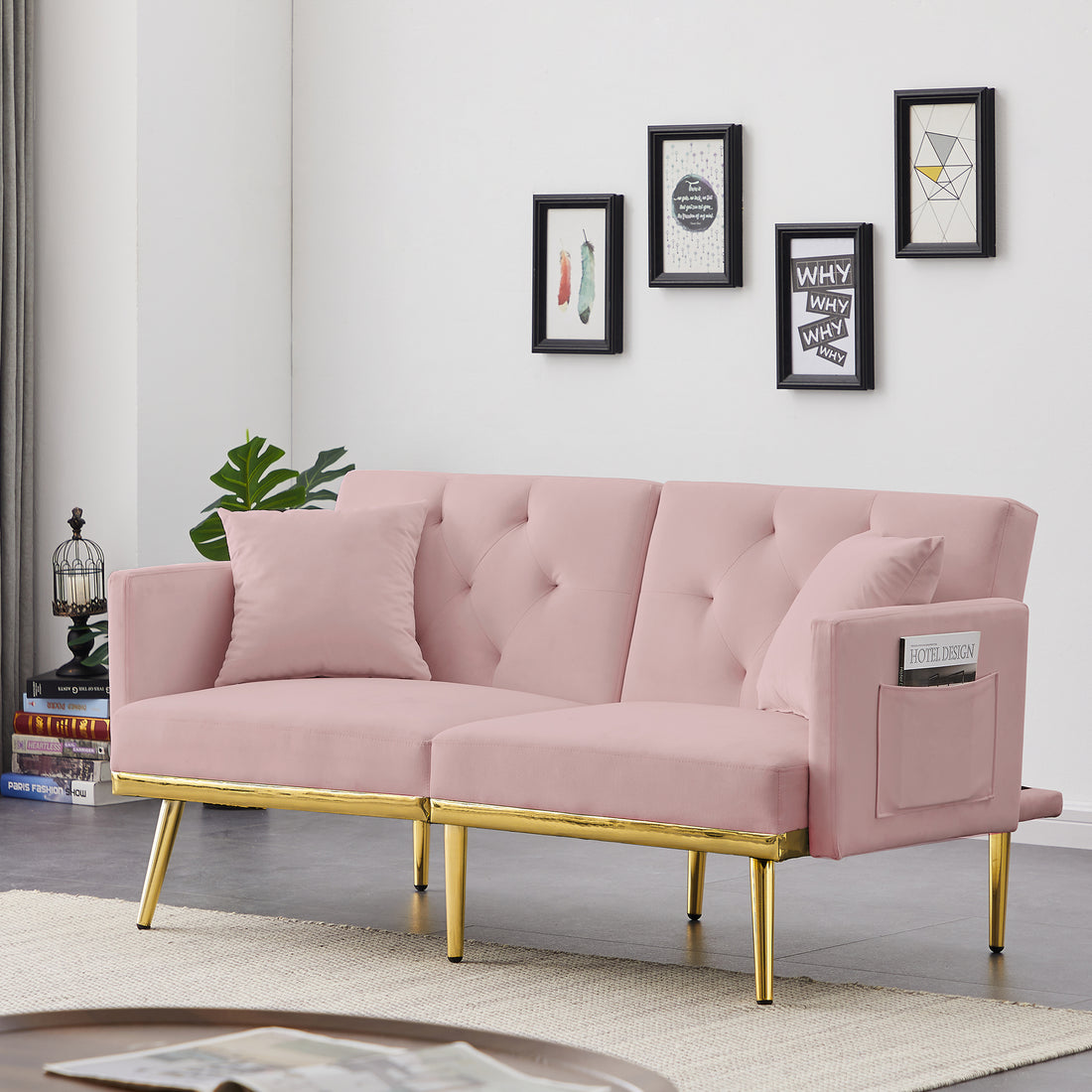 Pink Velvet Sofa Bed Pink Velvet Wood Foam Velvet 2 Seat