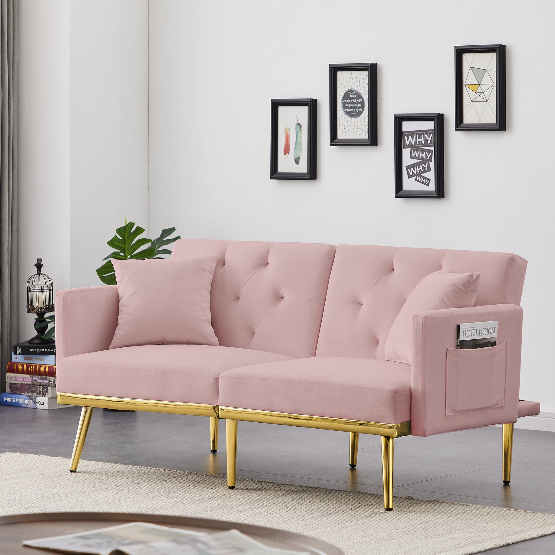 Pink Velvet Sofa Bed Pink Velvet Wood Foam Velvet 2 Seat