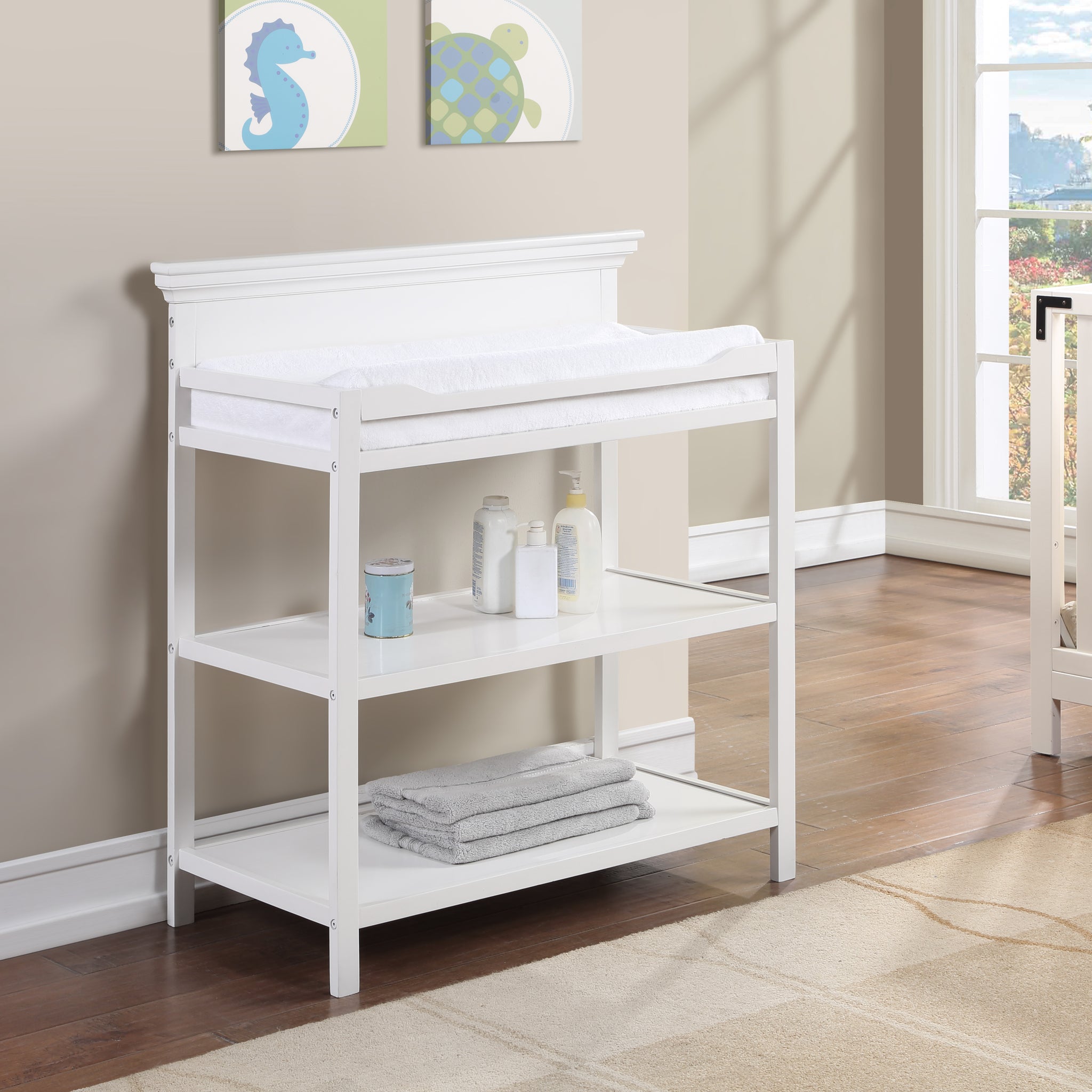 Universal Changing Table White White Solid Wood