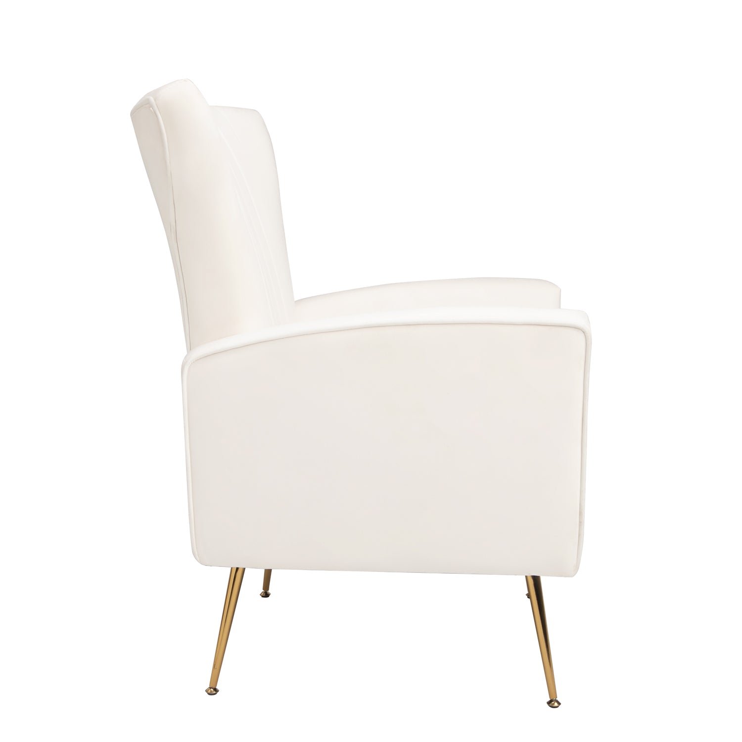 Velvet Accent Chair, Wingback Arm Chair With Gold Legs, Upholstered Single Sofa For Living Room Bedroom, White White Velvet 1 Seat