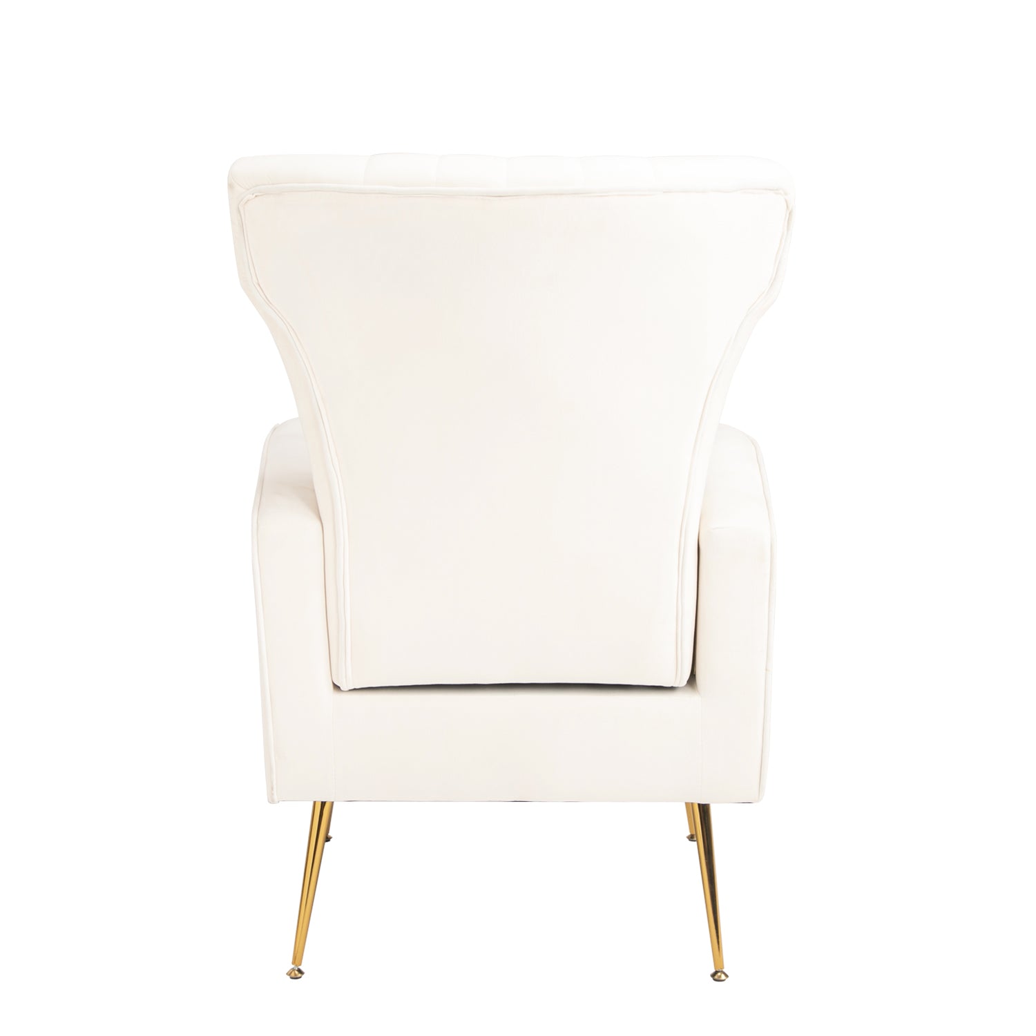 Velvet Accent Chair, Wingback Arm Chair With Gold Legs, Upholstered Single Sofa For Living Room Bedroom, White White Velvet 1 Seat