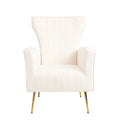 Velvet Accent Chair, Wingback Arm Chair With Gold Legs, Upholstered Single Sofa For Living Room Bedroom, White White Velvet 1 Seat