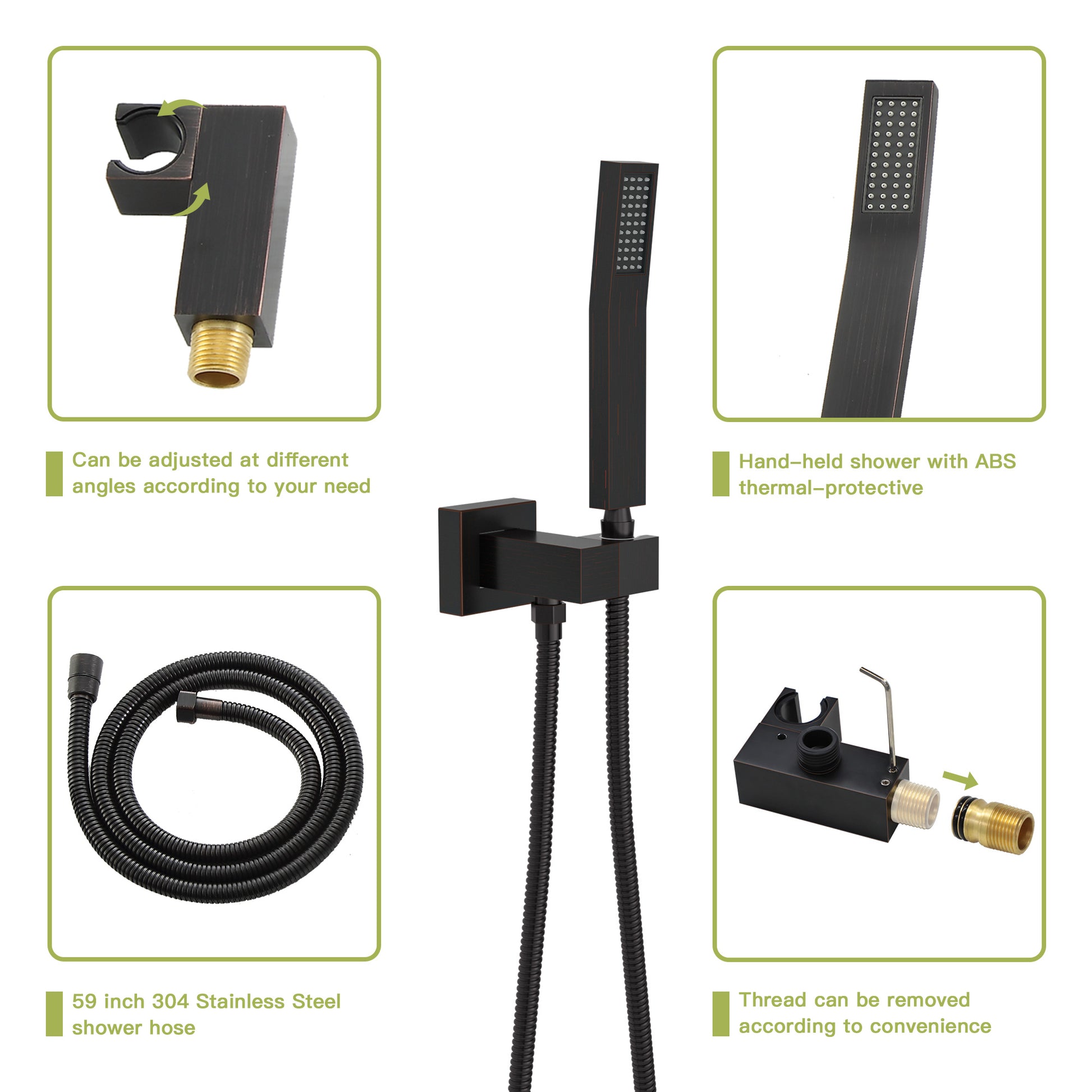 Dual Shower Head 10 Inch Ceiling Mount Square Shower System With Rough In Valve, Oil Rubber Bronze Oil Rubbed Bronze Stainless Steel