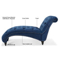 Tufted Armless Chaise Lounge Blue Polyester Fabric