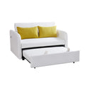 Twins Sofa Bed Cream White Fabric Cream White Foam Fabric