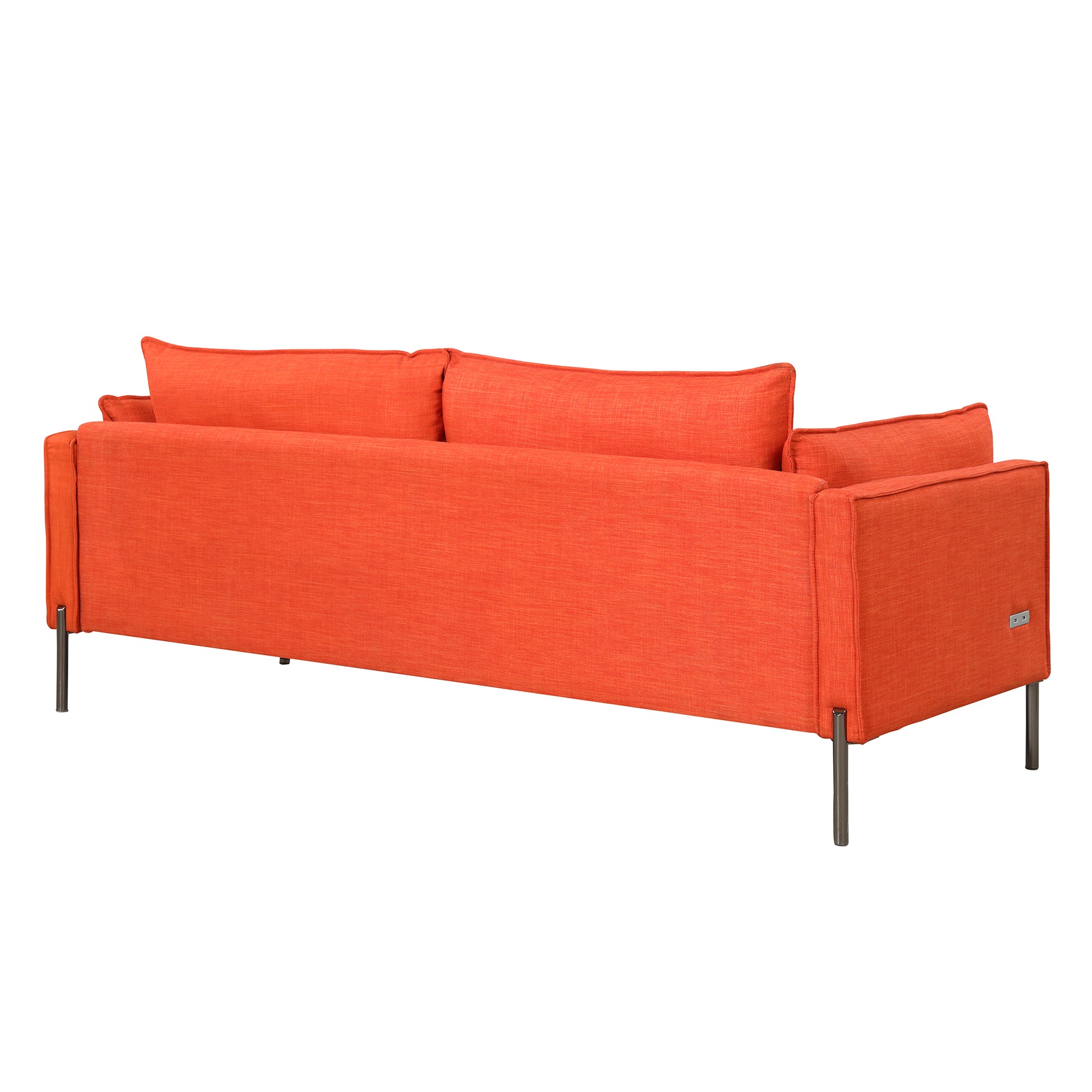 76.2" Modern Style 3 Seat Sofa Linen Fabric Upholstered Couch Furniture 3 Seats Couch For Different Spaces,Living Room,Apartment Orange Foam Linen