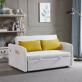 Twins Sofa Bed Cream White Fabric Cream White Foam Fabric