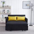 Twins Sofa Bed Black Fabric Black Foam Fabric