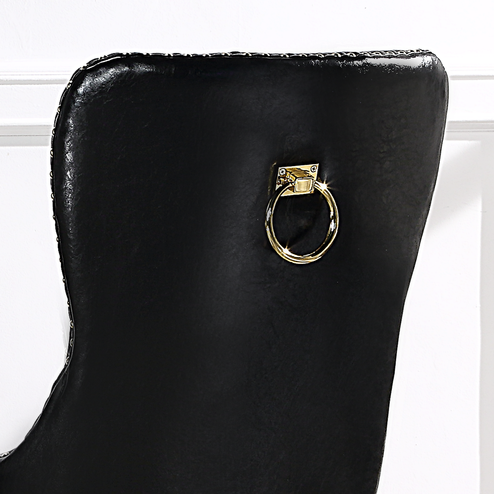 Moderndining Chairs Set Of 2, Tufted Accent Upholstered Chairs Wingback Armless Side Chair Black Leather