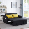 Twins Sofa Bed Black Fabric Black Foam Fabric