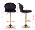 Set Of 2 Bar Stools,With Chrome Footrest And Base Swivel Height Adjustable Mechanical Lifting Velvet Golden Leg Simple Bar Stool Black Black Foam Fabric