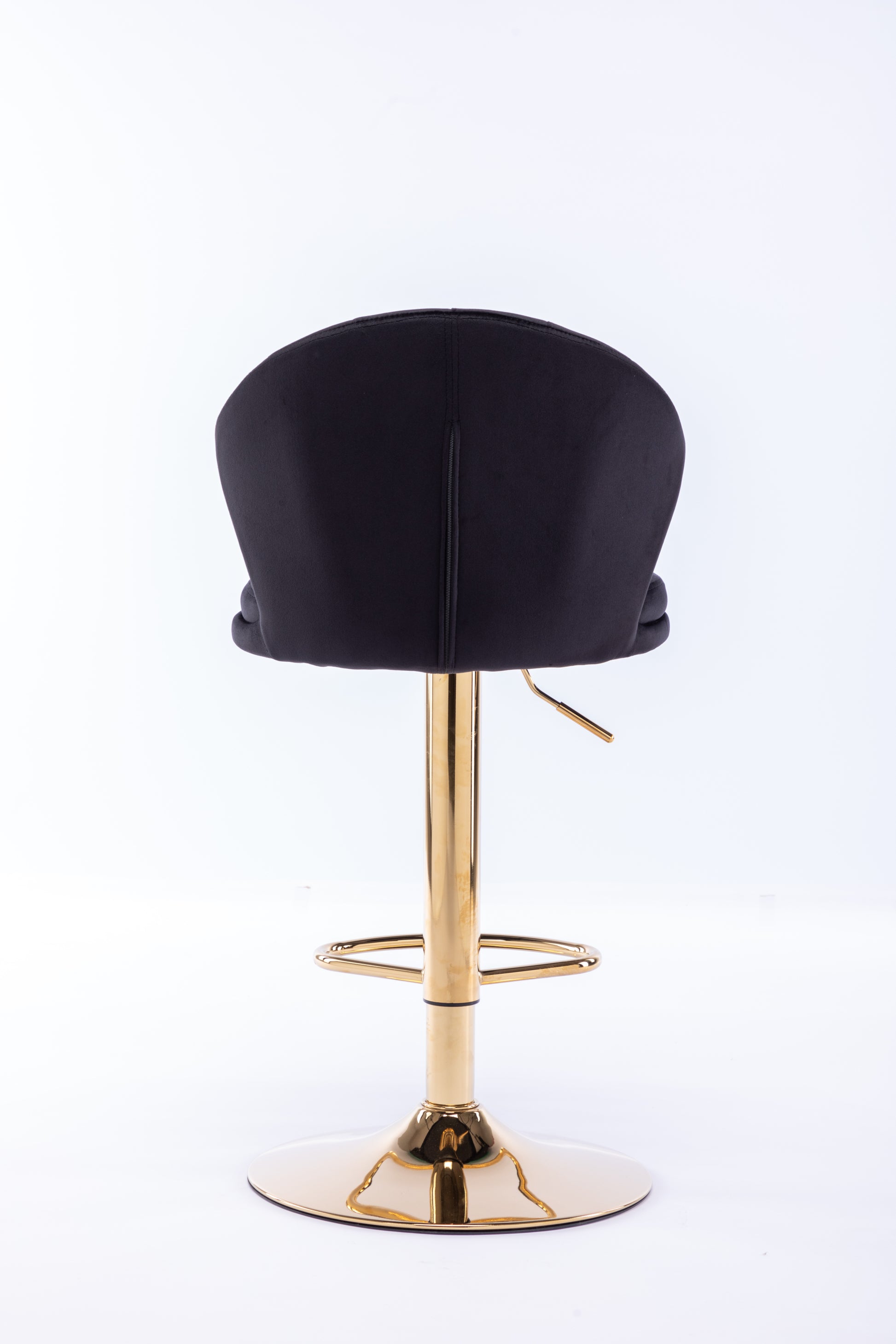 Set Of 2 Bar Stools,With Chrome Footrest And Base Swivel Height Adjustable Mechanical Lifting Velvet Golden Leg Simple Bar Stool Black Black Foam Fabric