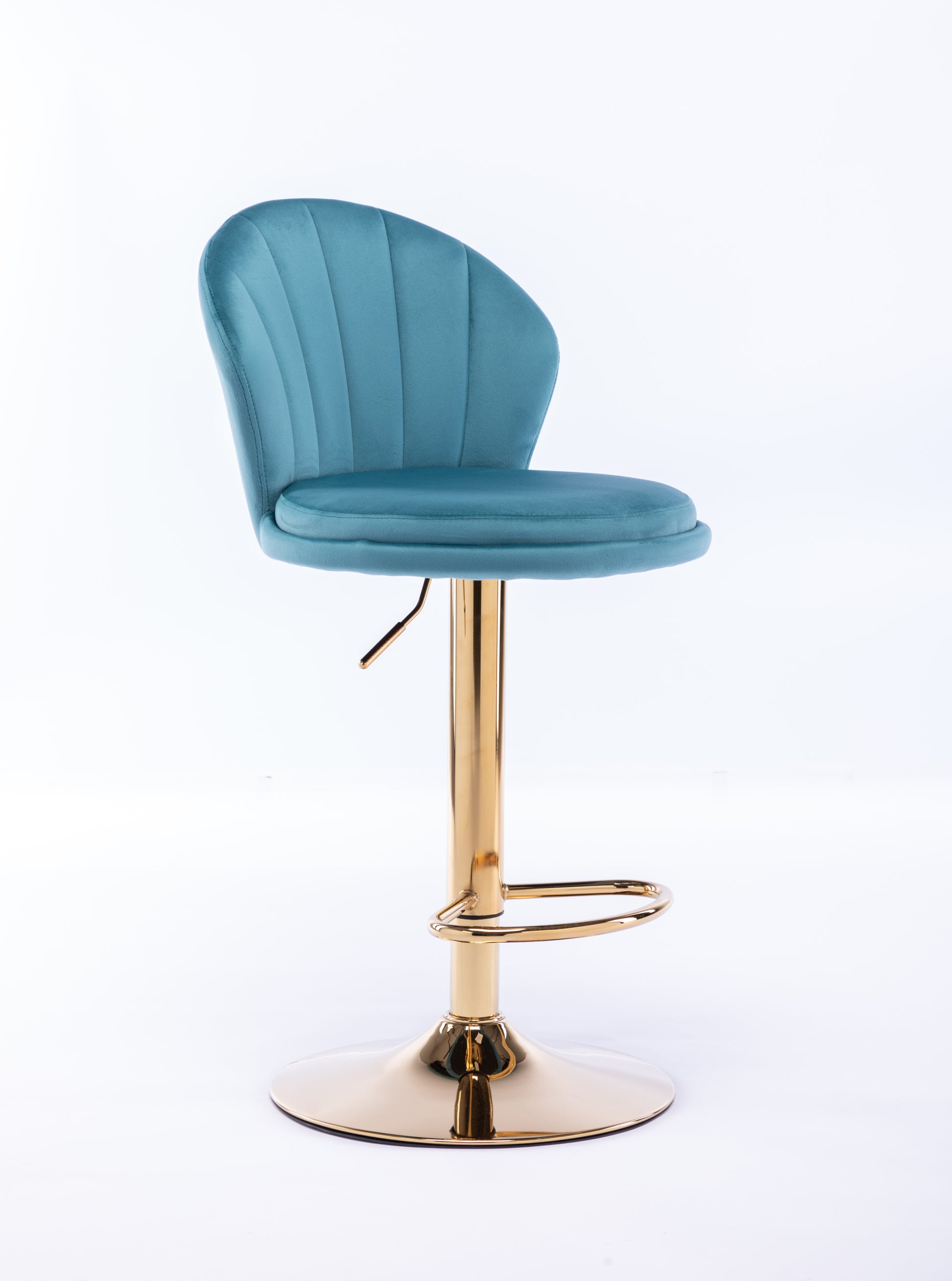 Set Of 2 Bar Stools,With Chrome Footrest And Base Swivel Height Adjustable Mechanical Lifting Velvet Golden Leg Simple Bar Stool Baby Blue Baby Blue Foam Fabric