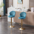 Set Of 2 Bar Stools,With Chrome Footrest And Base Swivel Height Adjustable Mechanical Lifting Velvet Golden Leg Simple Bar Stool Baby Blue Baby Blue Foam Fabric