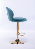 Set Of 2 Bar Stools,With Chrome Footrest And Base Swivel Height Adjustable Mechanical Lifting Velvet Golden Leg Simple Bar Stool Baby Blue Baby Blue Foam Fabric