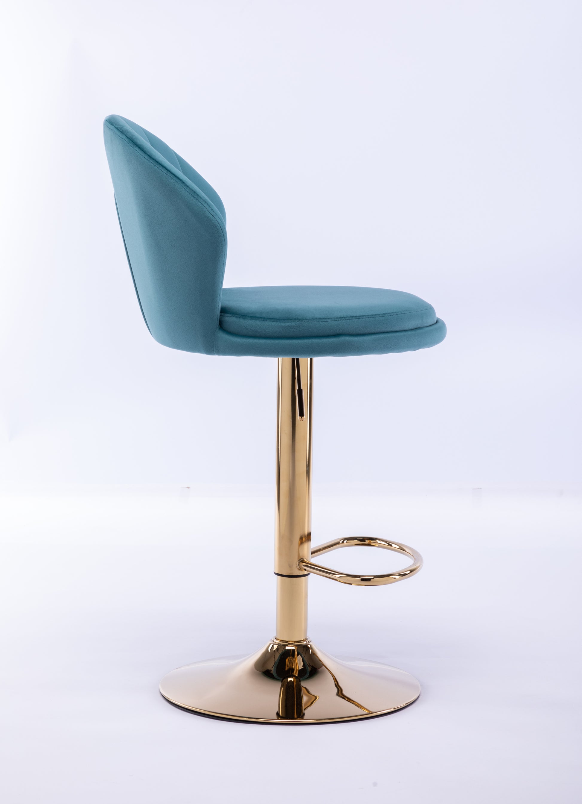 Set Of 2 Bar Stools,With Chrome Footrest And Base Swivel Height Adjustable Mechanical Lifting Velvet Golden Leg Simple Bar Stool Baby Blue Baby Blue Foam Fabric