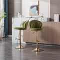 Set Of 2 Bar Stools,With Chrome Footrest And Base Swivel Height Adjustable Mechanical Lifting Velvet Golden Leg Simple Bar Stool Light Green Light Green Foam Fabric