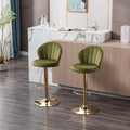 Set Of 2 Bar Stools,With Chrome Footrest And Base Swivel Height Adjustable Mechanical Lifting Velvet Golden Leg Simple Bar Stool Light Green Light Green Foam Fabric