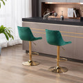 Set Of 2 Bar Stools,With Chrome Footrest And Base Swivel Height Adjustable Mechanical Lifting Velvet Golden Leg Simple Bar Stool Green Green Foam Fabric