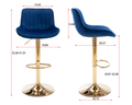 Chrome Footrest And Base Swivel Height Adjustable Mechanical Lifting Velvet Golden Leg Simple Bar Stool,Set Of 2,Navy Navy Foam Fabric