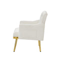 Cream White Velvet Armchair With Metal Legs Cream White Velvet
