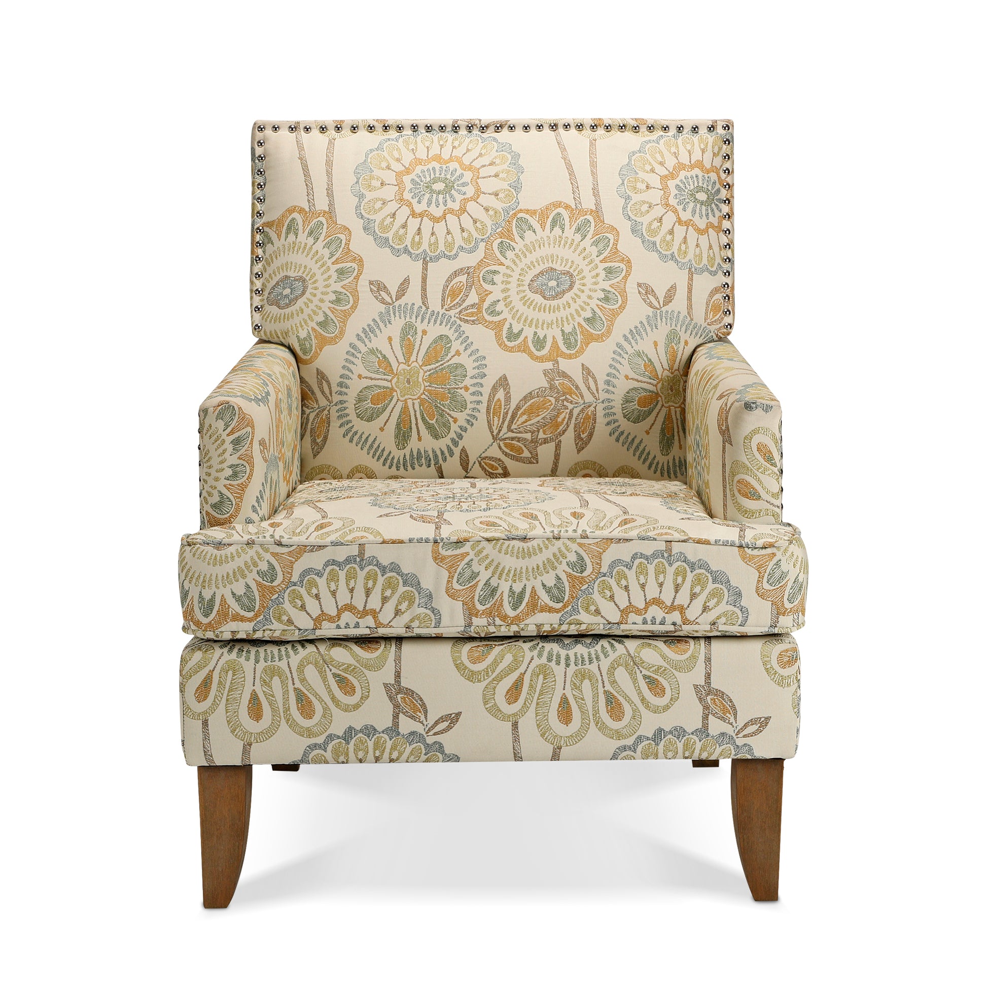 Accent Chairs For Living Room Beige Yellow Fabric