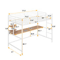Twin Metal Loft Bed With Desk And Shelve,White White Metal