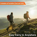 Yssoa 12 Portable Grill Charcoal Barbecue Grill Folding Grill Notebook Shape Charcoal Grill, Detachable Collapsible, Mini Tabletop Camping Grill Bbq, Black Black Steel