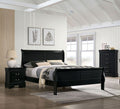 Queen Size Bed Black Louis Phillipe Solidwood 1Pc Bed Bedroom Sleigh Bed Box Spring Required Queen Black Wood Bedroom Contemporary,Modern Rubberwood Bed Frame Solid Wood