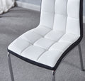 Modern Lattice Designdining Chair With Silver Metal Legs Set Of 4 Black White Leather