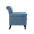 Mid Century Modern Accent Chair, Linen Armchair W Tufted Back Wood Legs, Upholstered Lounge Arm Chair Single Sofa For Living Room Bedroom,Light Blue Light Blue Foam Linen