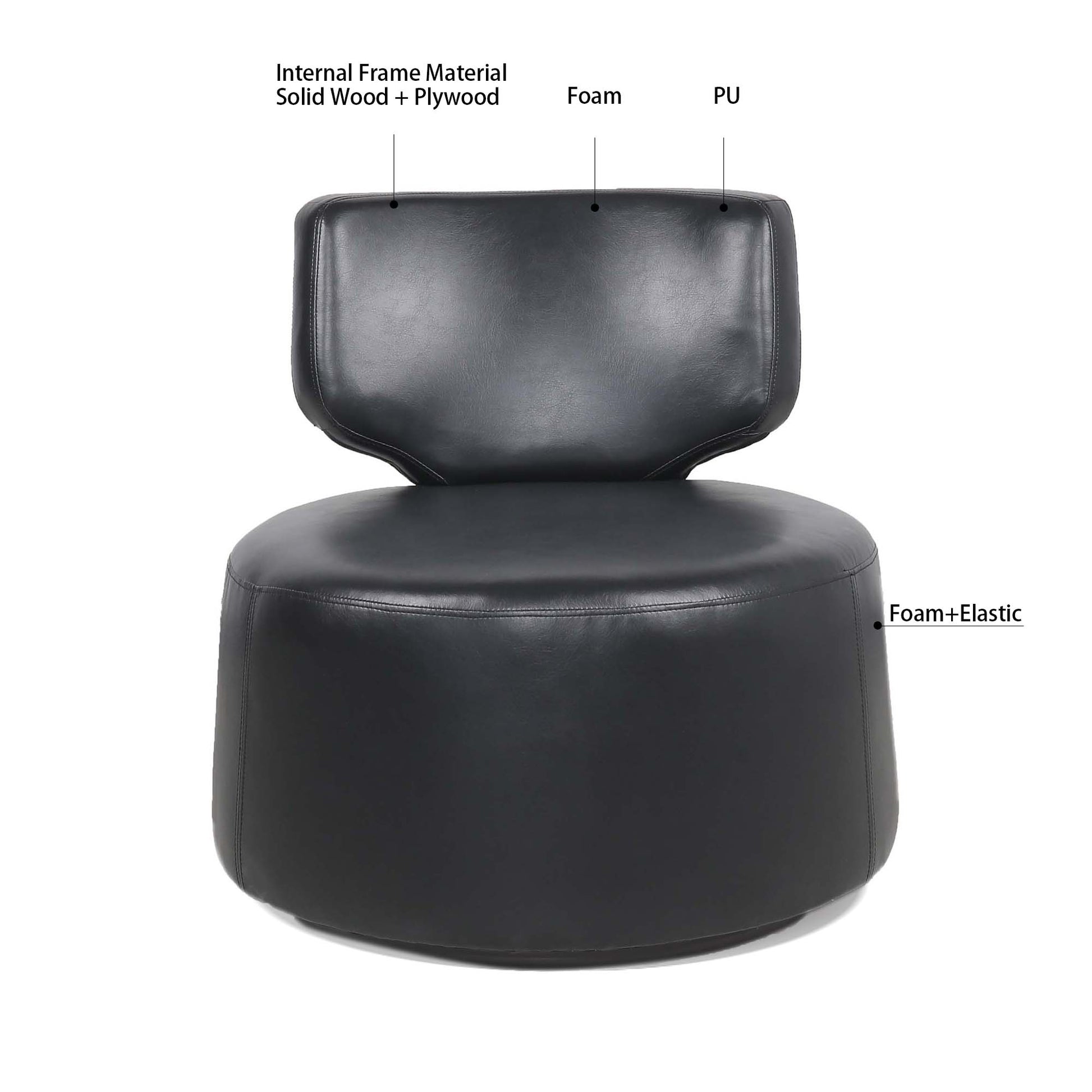 29.13" Wide Swivel Chair Black Pu Pu