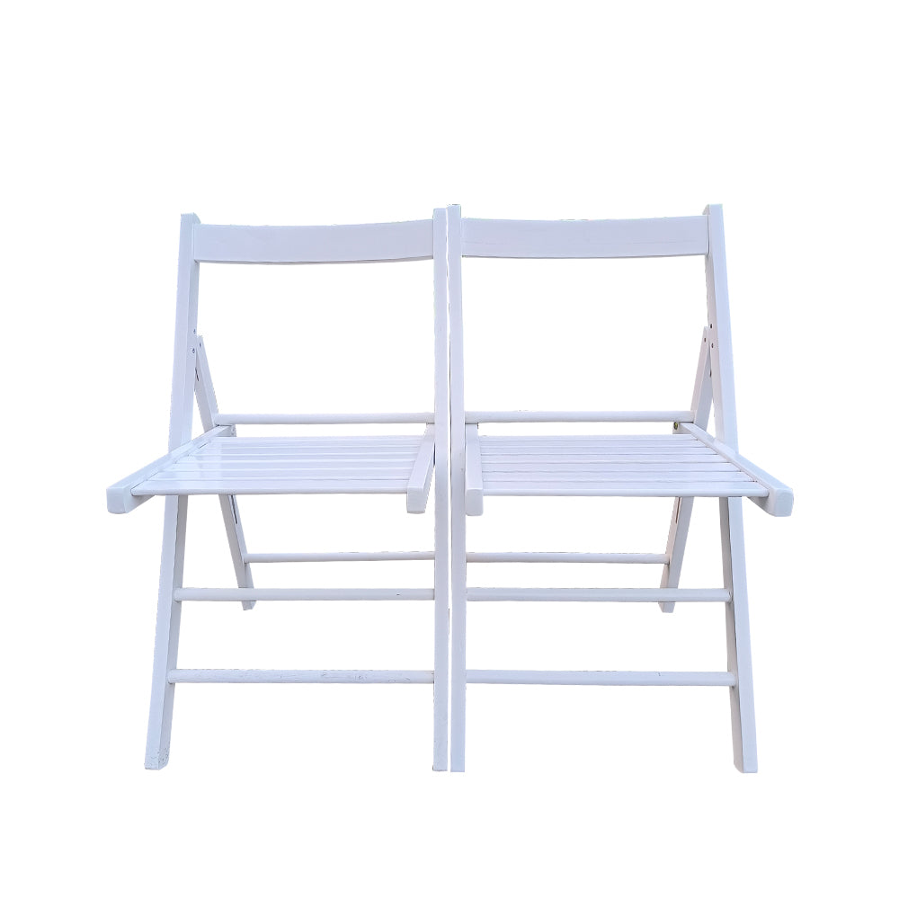 Folding Chair 2 S, Foldable Style White White Solid Wood