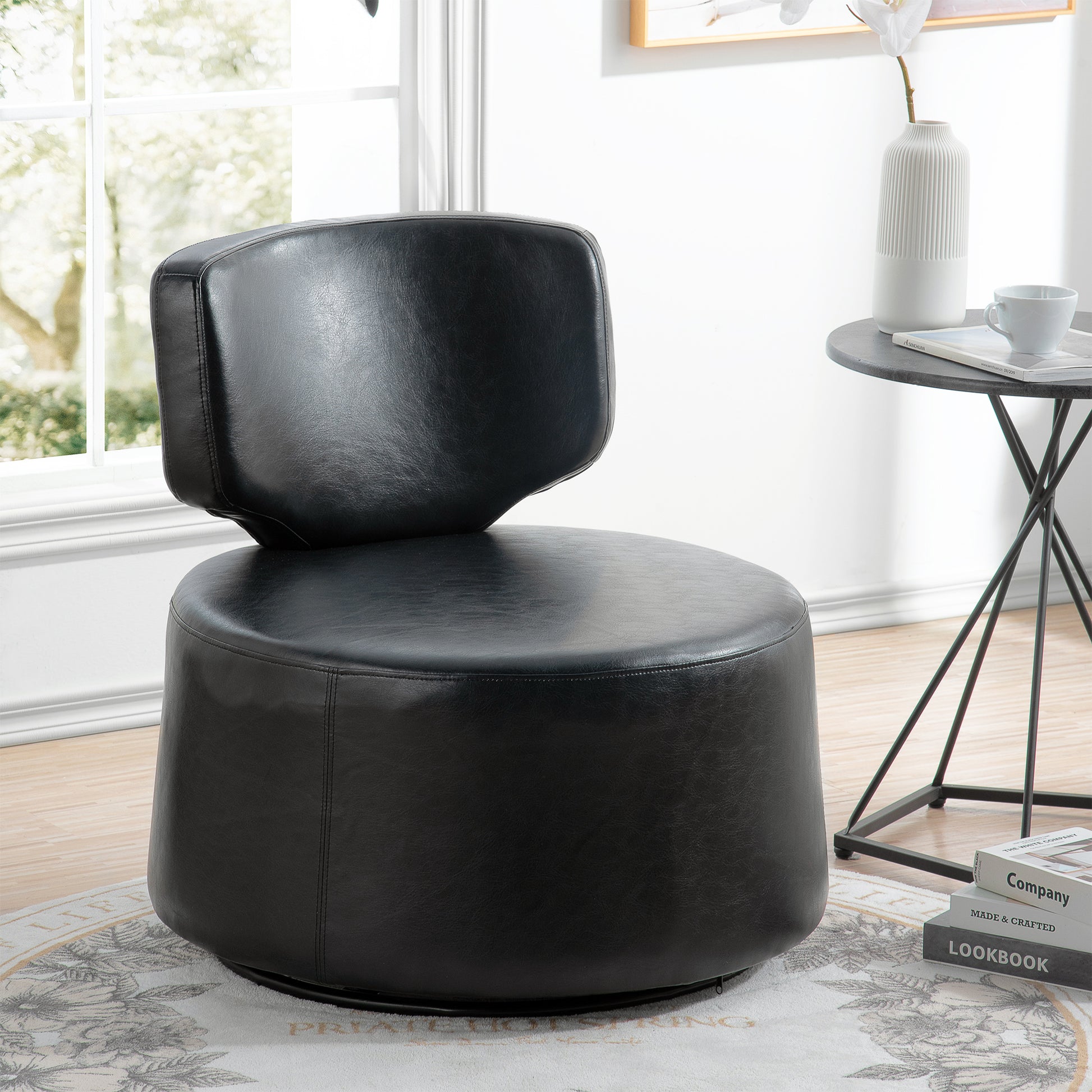 29.13" Wide Swivel Chair Black Pu Pu